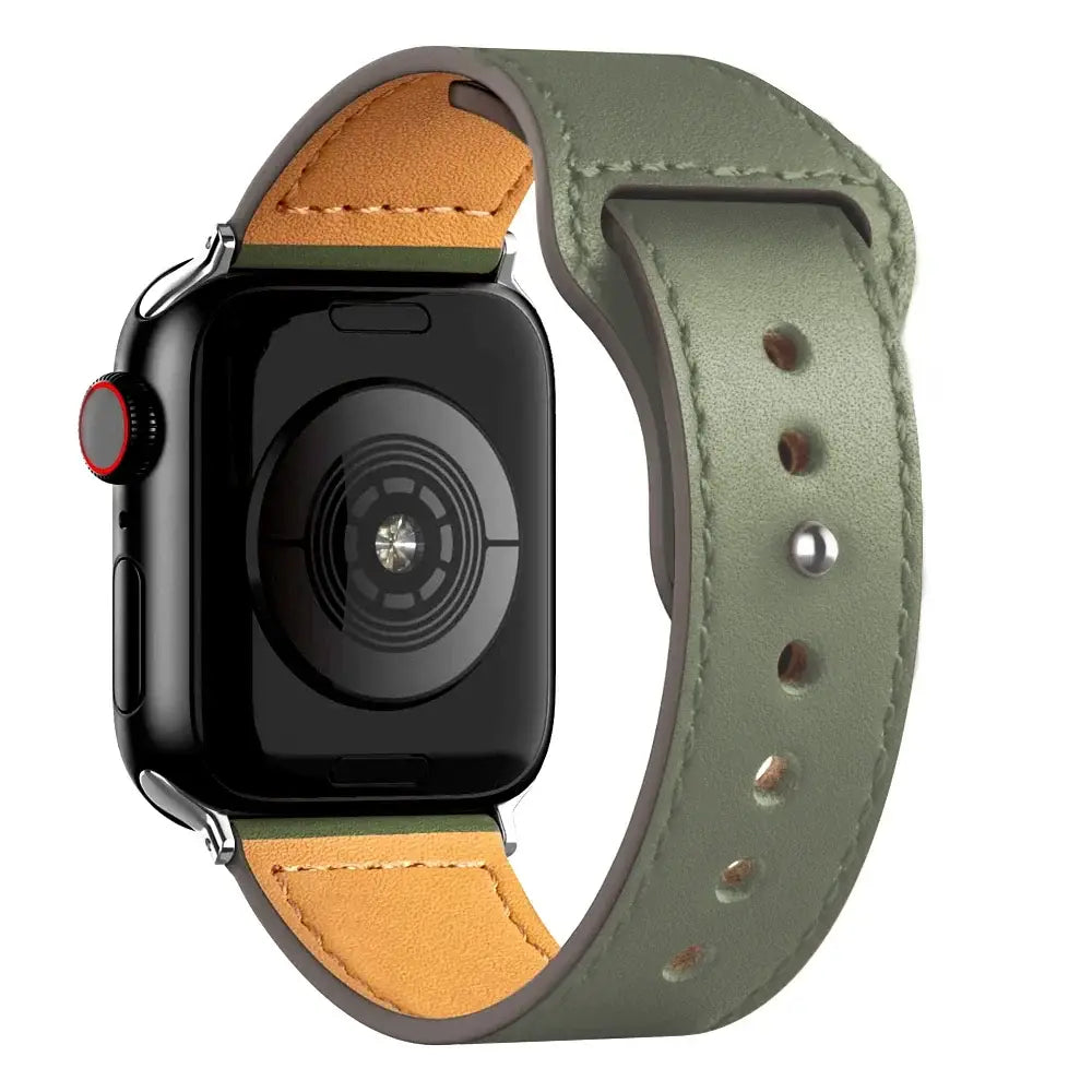 Apple Watch Ultra Leather Band 49mm Elegant Wrist Strap - Cargo Khaki 11 / 49mm-45mm-44mm-42mm