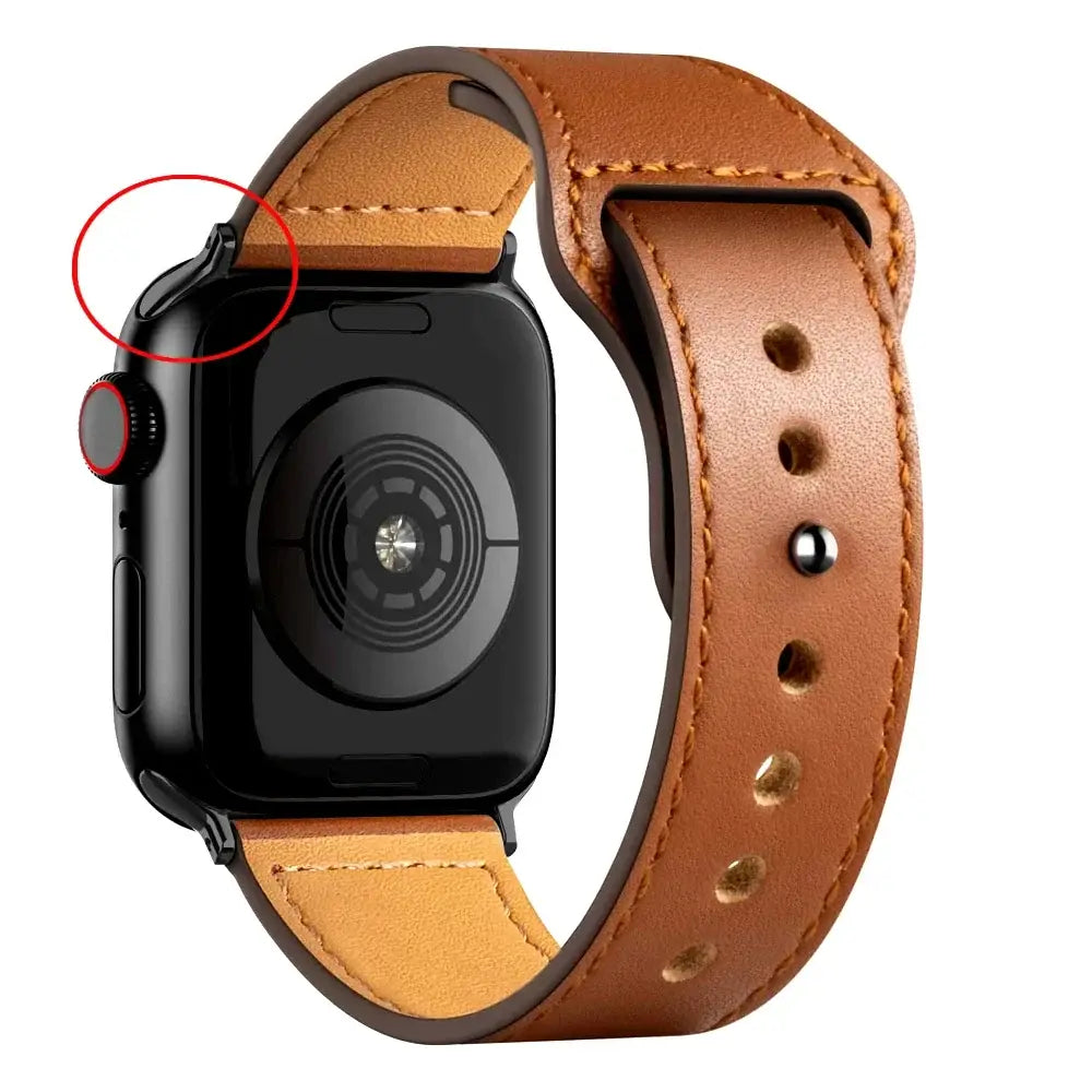 Apple Watch Ultra Leather Band 49mm Elegant Wrist Strap - B Brown 2 / 49mm-45mm-44mm-42mm