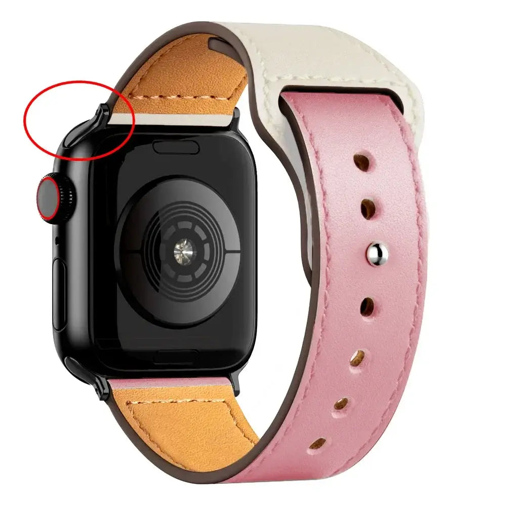 Apple Watch Ultra Leather Band 49mm Elegant Wrist Strap - B rose white 21 / 49mm-45mm-44mm-42mm