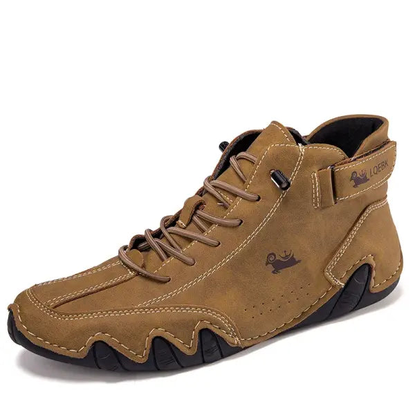 Luxury Men’s Leather Casual Sneakers: Fashion Outdoor Walking Loafers & Boots (2026 New In) - Brown / 46