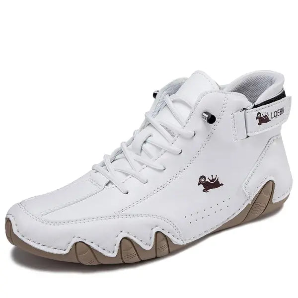Luxury Men’s Leather Casual Sneakers: Fashion Outdoor Walking Loafers & Boots (2026 New In) - WHITE / 39