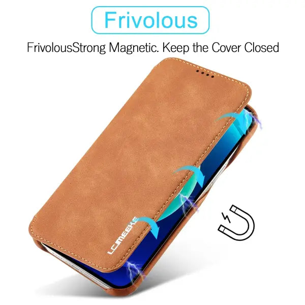 Leather Flip Wallet Phone Cover PU Storage Compartment