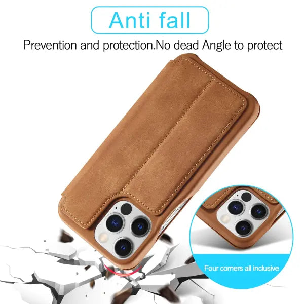 Leather Flip Wallet Phone Cover PU Storage Compartment
