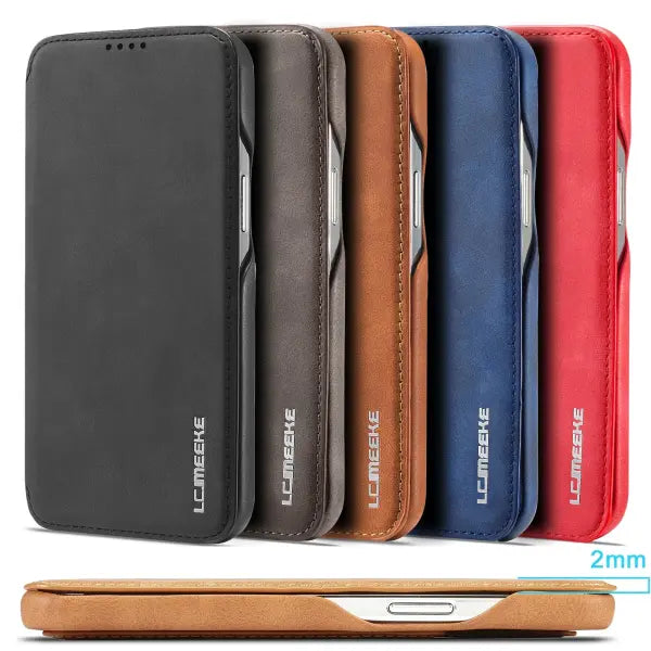 Leather Flip Wallet Phone Cover PU Storage Compartment
