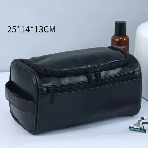 Leather Toiletry Bag – Large Travel Dopp Kit for Men & Women with Hanging Design - Himpall