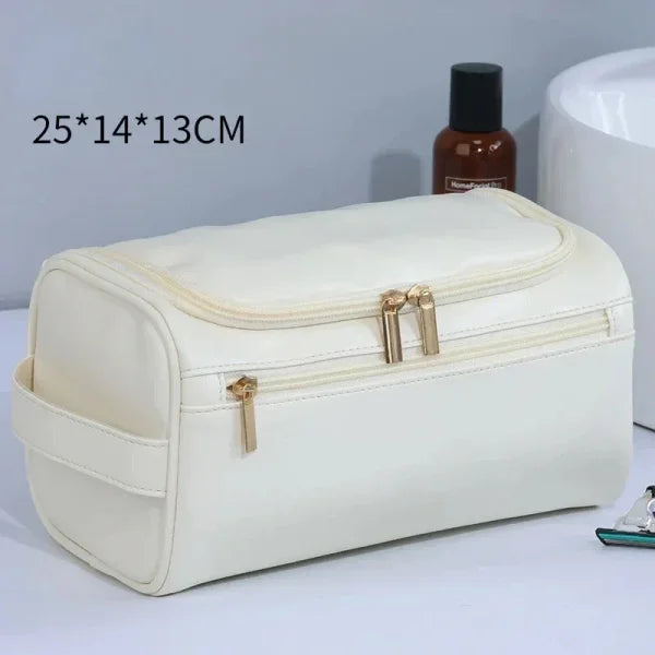Leather Toiletry Bag – Large Travel Dopp Kit for Men & Women with Hanging Design - Himpall