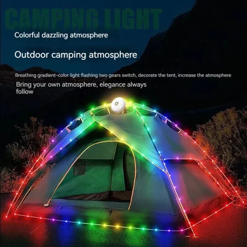 LED Camping Lamp Strip 10M - Waterproof Recyclable Light Belt for Outdoor Garden & Tent Decor