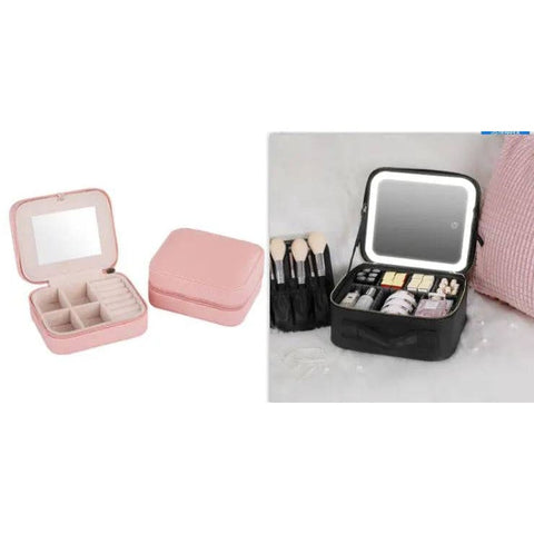 LED Cosmetic Case - Stylish Makeup Organizer with 4K Mirror - Set / 12inches / USB