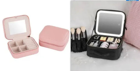 LED Cosmetic Case Stylish Makeup Organizer with 4K Mirror - Himpall