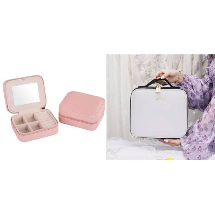 LED Cosmetic Case - Stylish Makeup Organizer with 4K Mirror - Set2 / 12inches / USB