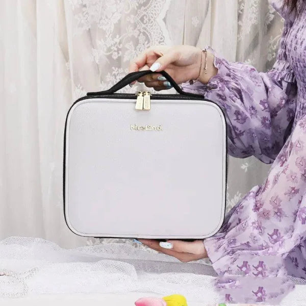 LED Cosmetic Case Stylish Makeup Organizer with 4K Mirror - Himpall