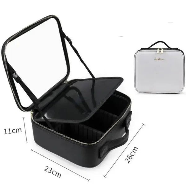 LED Cosmetic Case Stylish Makeup Organizer with 4K Mirror - Himpall