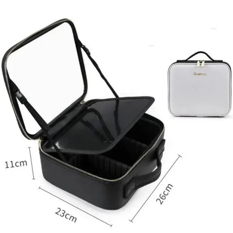 LED Cosmetic Case Stylish Makeup Organizer with 4K Mirror - Himpall