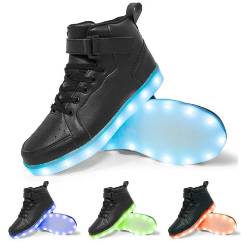 LED Glowing Sneakers for Kids – Luminous Light-Up Shoes for Boys & Girls (Size 25–40) - black / 39
