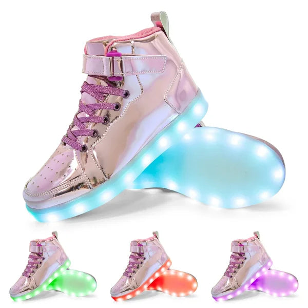 LED Glowing Sneakers for Kids – Luminous Light-Up Shoes for Boys & Girls (Size 25–40) - Pink / 40