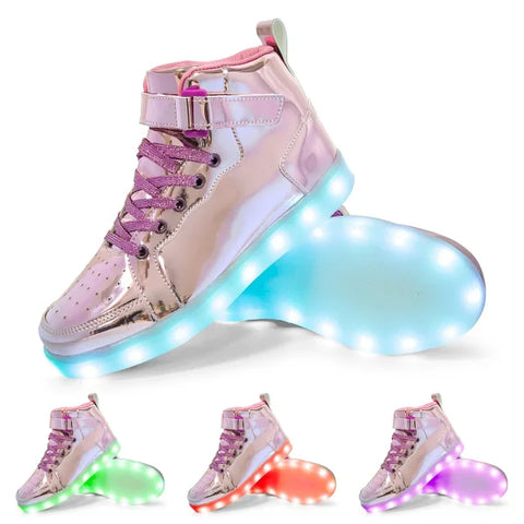 LED Glowing Sneakers for Kids – Luminous Light-Up Shoes for Boys & Girls (Size 25–40) - Pink / 40