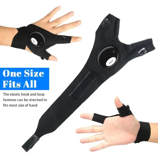 Half Finger Glove Polyester LED Fishing Light