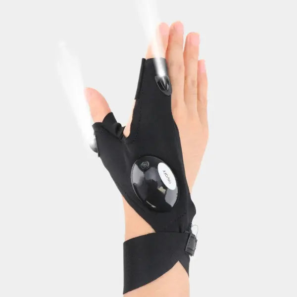 Half Finger Glove Polyester LED Fishing Light - Right hand
