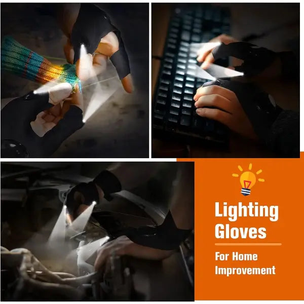 Half Finger Glove Polyester LED Fishing Light