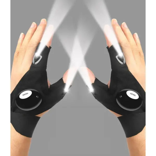 Half Finger Glove Polyester LED Fishing Light - A pair