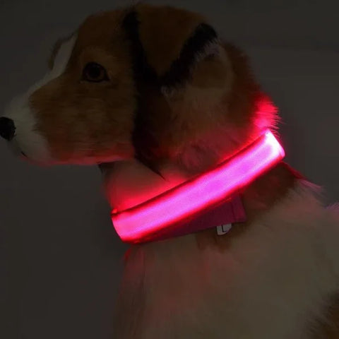 LED Nylon Dog Collar – Glow-in-the-Dark Flashing Pet Leash for Night Safety and Visibility