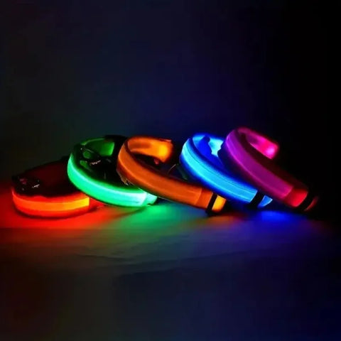 LED Nylon Dog Leash & Collar Set – Glow-in-the-Dark Flashing Pet Gear for Night Safety