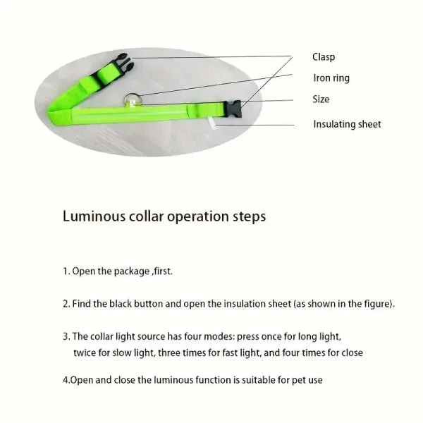 LED Nylon Dog Leash & Collar Set – Glow-in-the-Dark Flashing Pet Gear for Night Safety