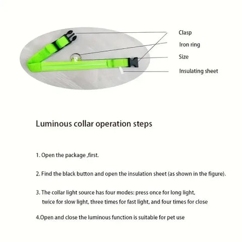 LED Nylon Dog Leash & Collar Set – Glow-in-the-Dark Flashing Pet Gear for Night Safety