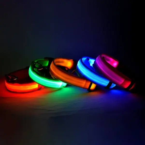LED Nylon Dog Leash Night Safety Luminous Glow in the Dark Pet Lead