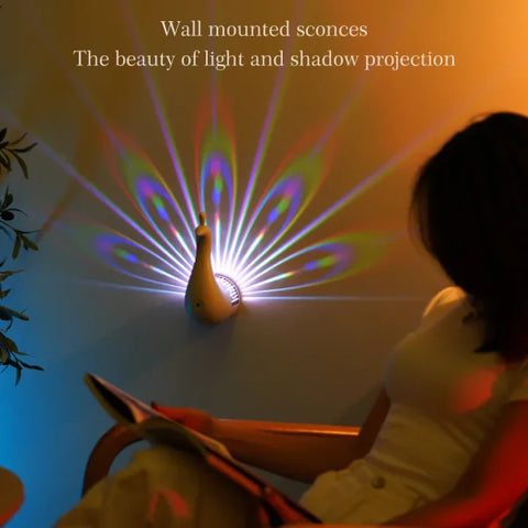 LED Peacock Projection Lamp with Remote Control for Ambient Lighting