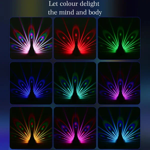 LED Peacock Projection Lamp with Remote Control for Ambient Lighting - Himpall