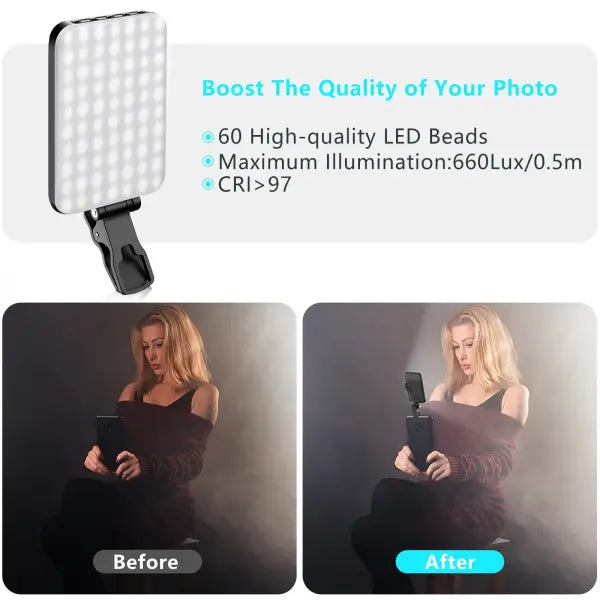 Rechargeable LED Selfie Light for Enhanced Video Quality