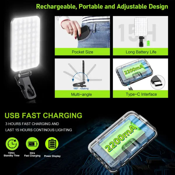 Rechargeable LED Selfie Light for Enhanced Video Quality