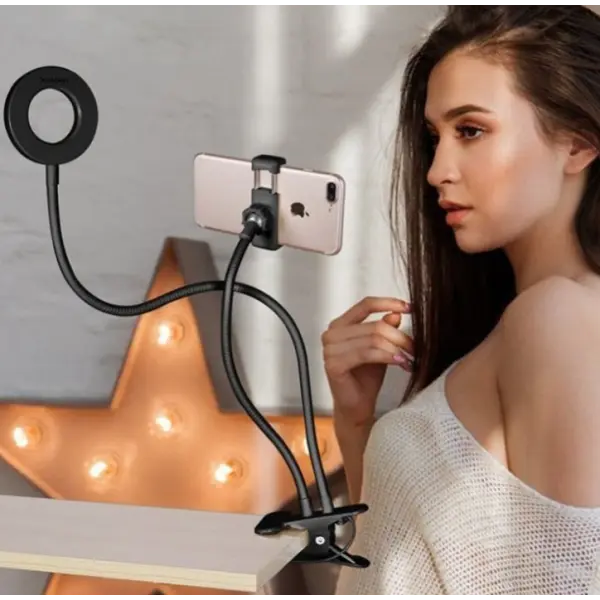 LED Selfie Ring Light for Live Adjustable Makeup Light-8cm Stand - None