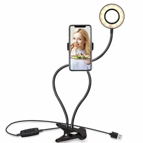LED Selfie Ring Light for Live Adjustable Makeup Light-8cm Stand - None