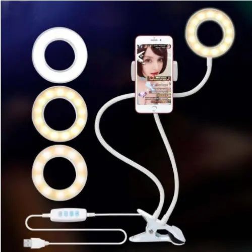 LED Selfie Ring Light for Live Adjustable Makeup Light-8cm Stand - White