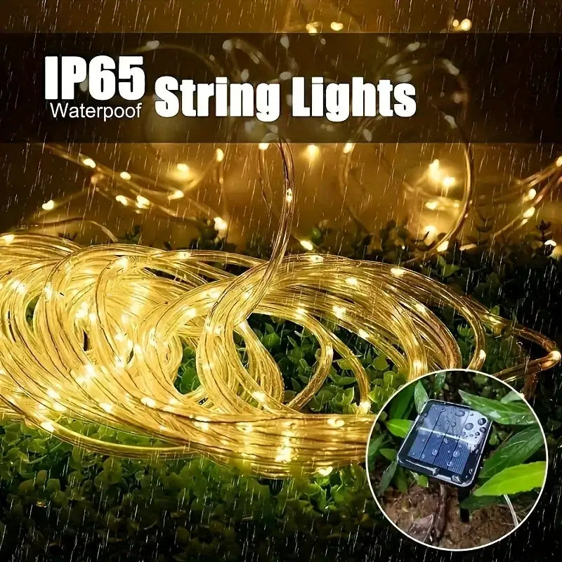 LED Solar String Lights Garden Waterproof Tube Rope Lamp Christmas Garland Fairy Lights For Outdoor Holiday Decoration
