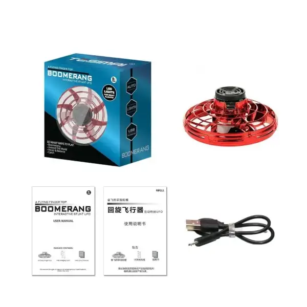 Red LED UFO Drone Interactive Mini Flying Toy with USB Charging