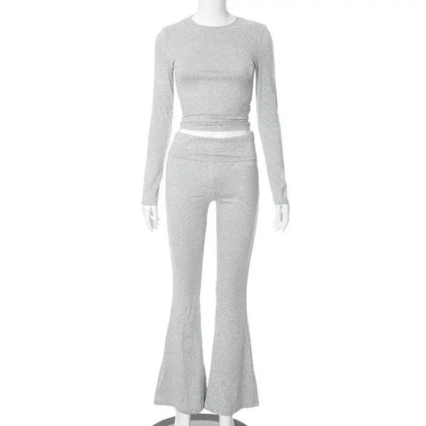 Leisure Pants Set - Stylish Two-Piece Set for Casual Comfort - Long Sleeve Grey / M