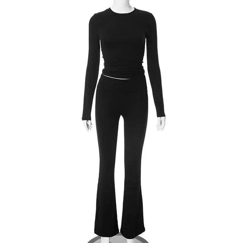 Leisure Pants Set - Stylish Two-Piece Set for Casual Comfort - Long Sleeve Black / S