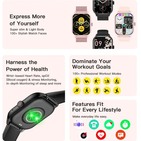 Smart Watch Activity Tracker with 220-300mah Battery