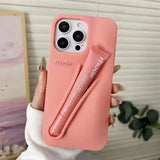 Lemontini Yellow Portable Lip Gloss Silicone Phone Case for IPhone 17 11 12 13 14 15 16 Pro Max Plus Lipstick