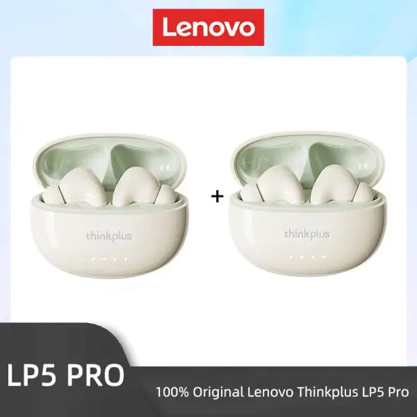 Lenovo LP5 Pro Wireless Earphones (ANC) – HiFi Sound - 2PCS Beige