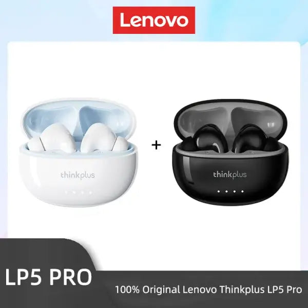 Lenovo LP5 Pro Wireless Earphones (ANC) – HiFi Sound - 1White 1Black