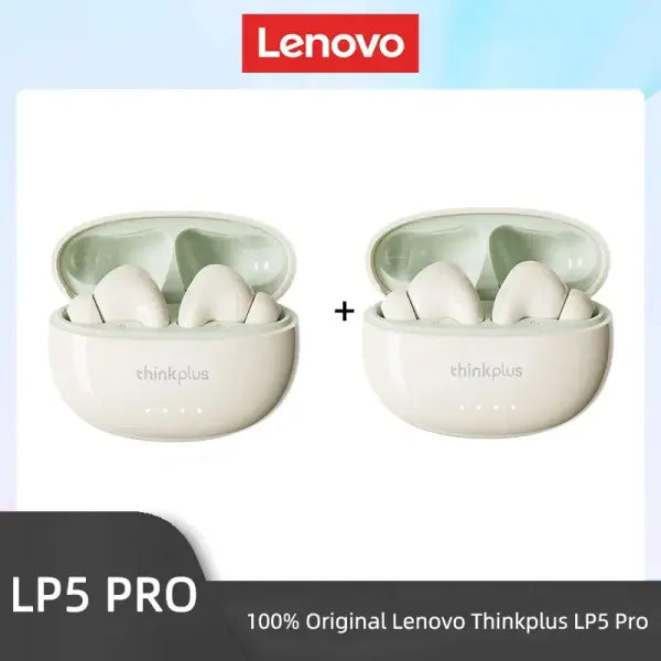 Lenovo LP5 Pro Wireless Bluetooth Earphones with HiFi Sound - 2PCS Beige