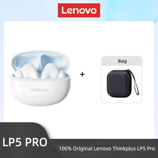 Lenovo LP5 Pro Wireless Bluetooth Earphones with HiFi Sound - LP5Pro White Bag