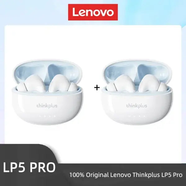 Lenovo LP5 Pro Wireless Bluetooth Earphones with HiFi Sound - 2PCS White