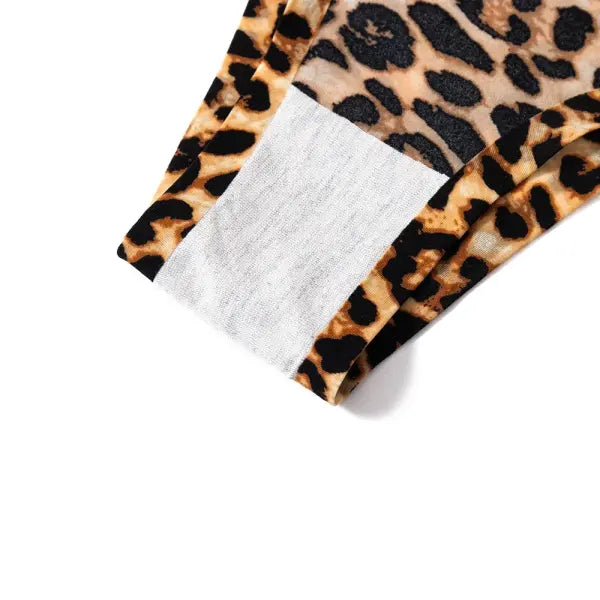 Leopard Panties 3-Piece Seamless Ice Silk Set Sexy Printed Style