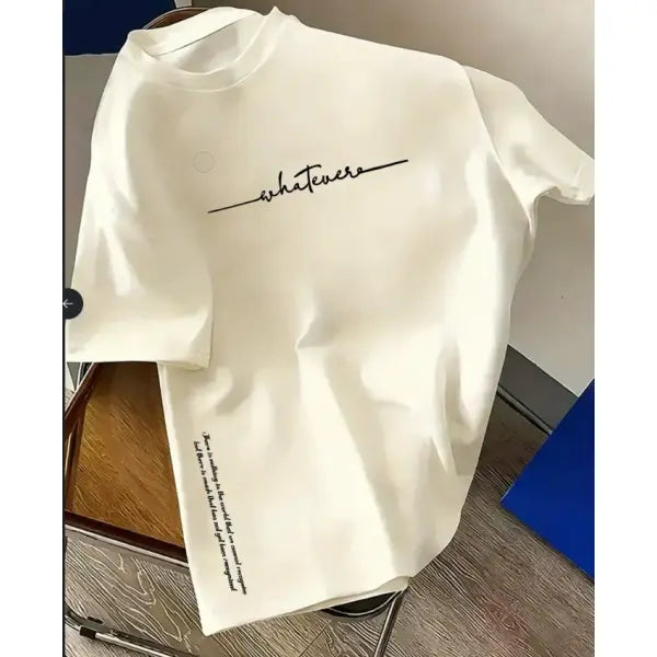 Letter Printed Cotton T-shirt Plus Size Casual Short Sleeve Top - S / 3