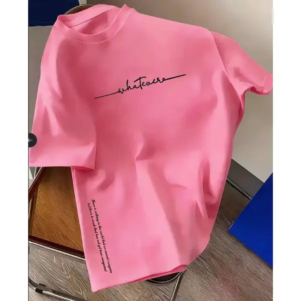Letter Printed Cotton T-shirt Plus Size Casual Short Sleeve Top - S / 4